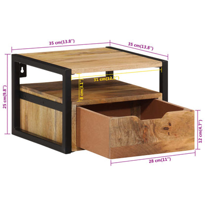Mesa de cabeceira montagem na parede 35x35x25 cm madeira acácia
