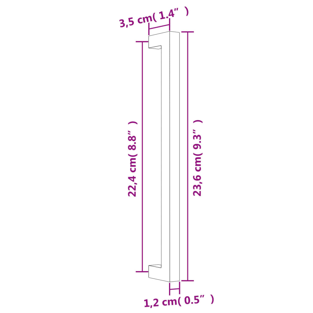 Puxadores para móveis 20 pcs 224 mm aço inoxidável prateado