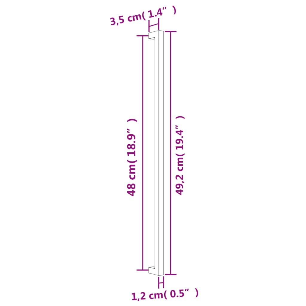 Puxadores para móveis 20 pcs 480 mm aço inoxidável prateado