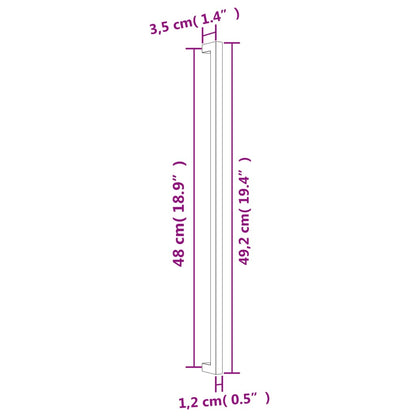 Puxadores para móveis 20 pcs 480 mm aço inoxidável prateado