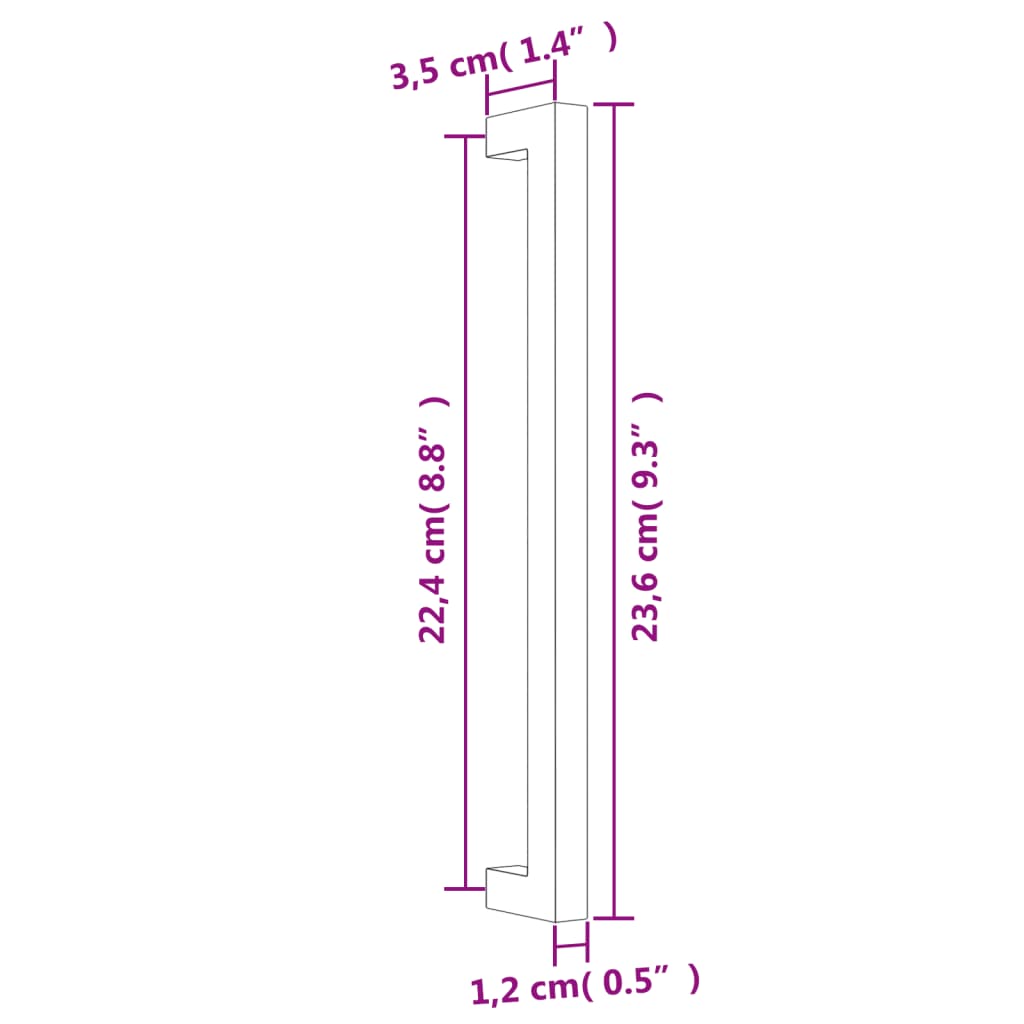 Puxadores para móveis 10 pcs 224 mm aço inoxidável prateado