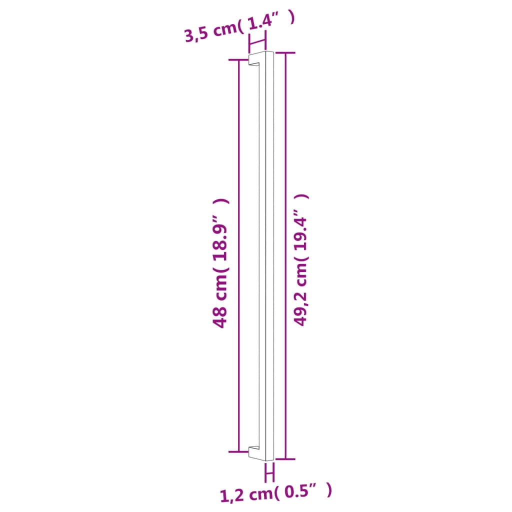 Puxadores para móveis 10 pcs 480 mm aço inoxidável prateado