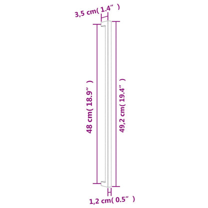 Puxadores para móveis 10 pcs 480 mm aço inoxidável prateado