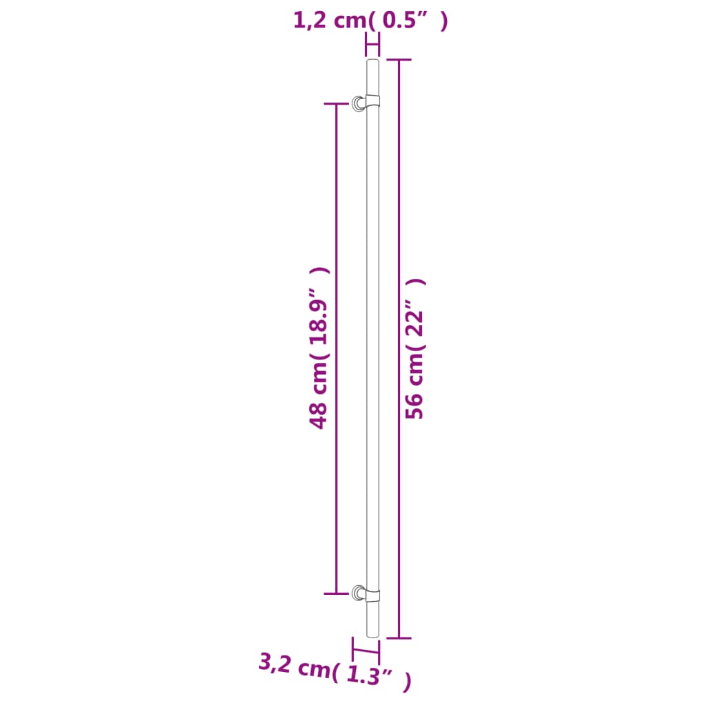 Puxadores para móveis 20 pcs 480 mm aço inoxidável prateado