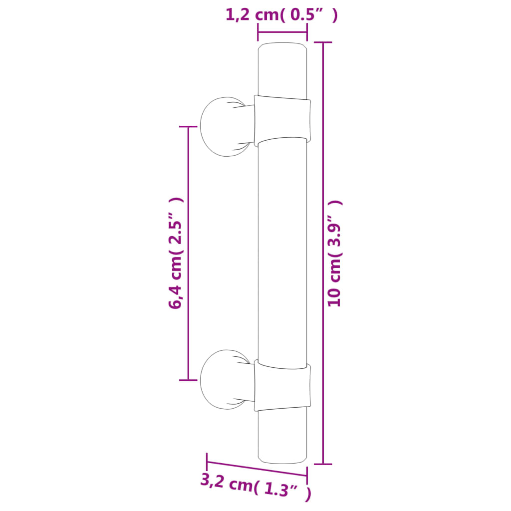 Puxadores para móveis 20 pcs 64 mm aço inoxidável preto