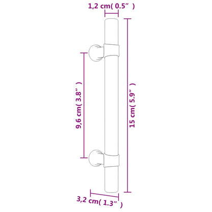 Puxadores para móveis 20 pcs 96 mm aço inoxidável preto