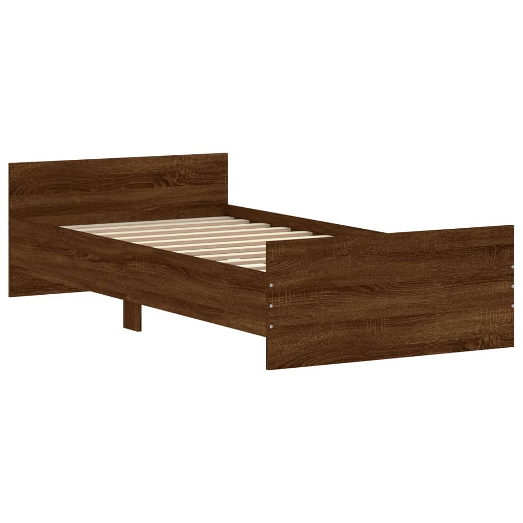 Estrutura de Cama Moona - 90x190 cm - Nogueira - Design Moderno