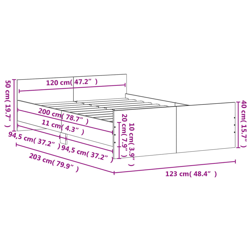 Estrutura de Cama Moona - 120x200 cm - Branco - Design Moderno