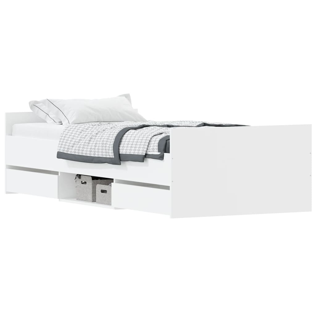 Estrutura de cama c/ painéis cabeceira e pés 90x190 cm branco