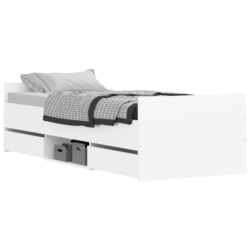 Estrutura de cama c/ painéis cabeceira e pés 75x190 cm branco