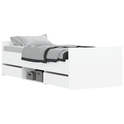 Estrutura de cama c/ painéis cabeceira e pés 75x190 cm branco