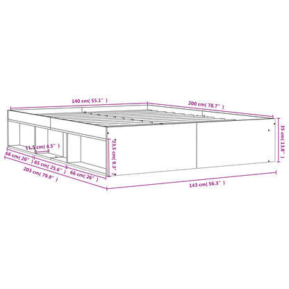 Estrutura de cama 140x200 cm cinza sonoma