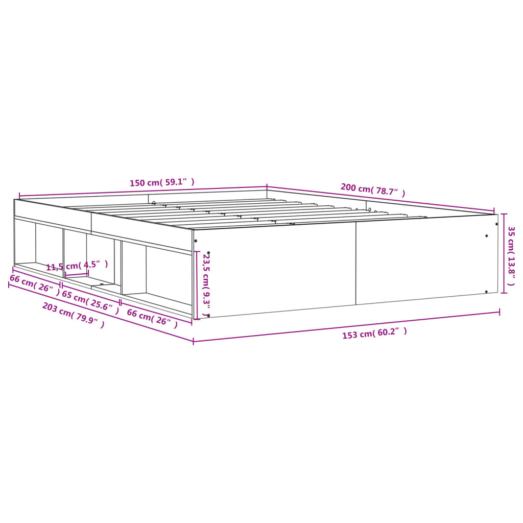 Estrutura de cama king 150x200 cm preto