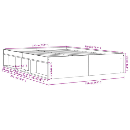 Estrutura de cama king 150x200 cm cinzento sonoma