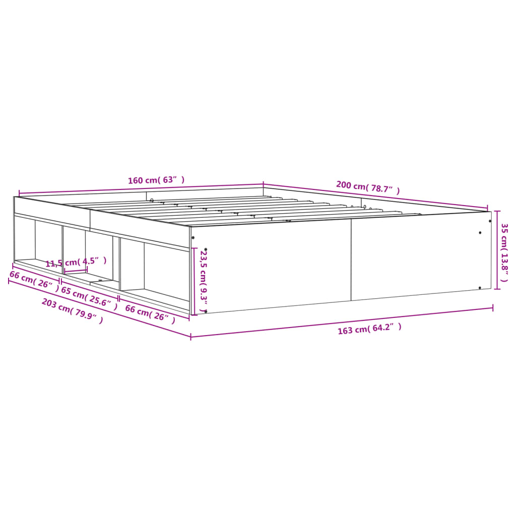 Estrutura de cama 160x200 cm branco