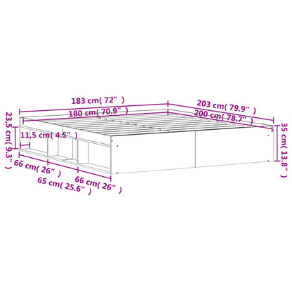 Estrutura de cama super king size 180x200 cm carvalho sonoma