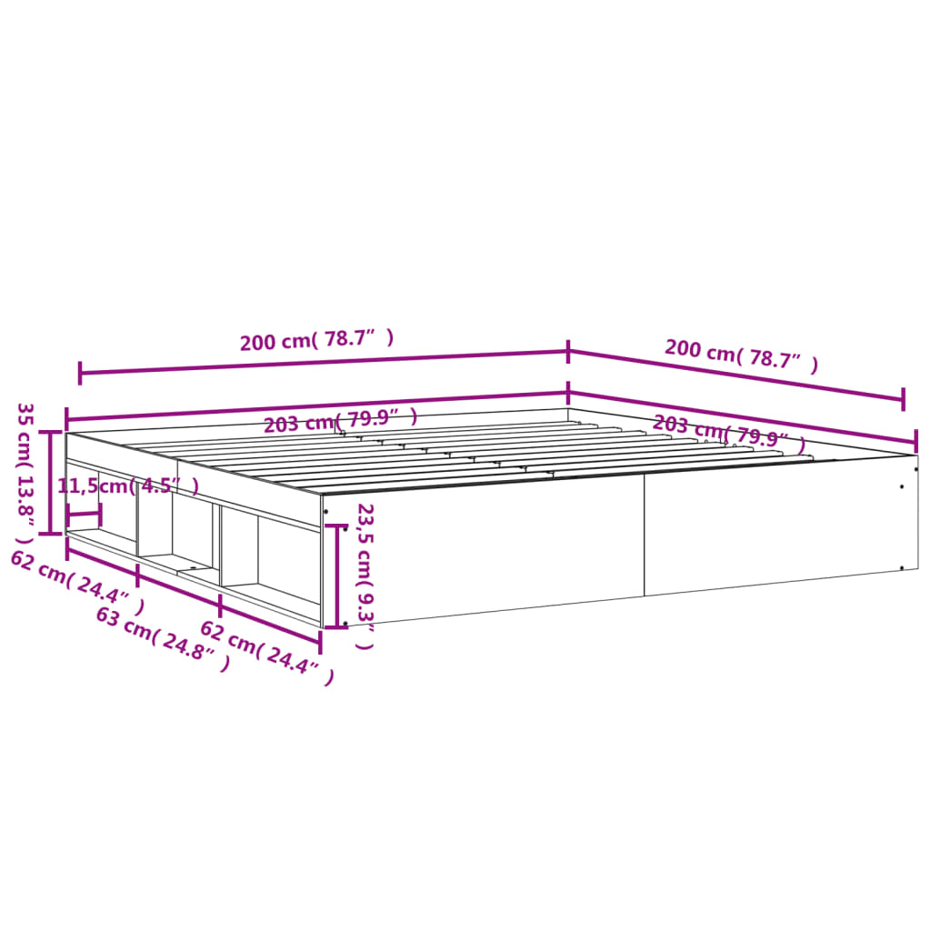 Estrutura de cama 200x200 cm branco