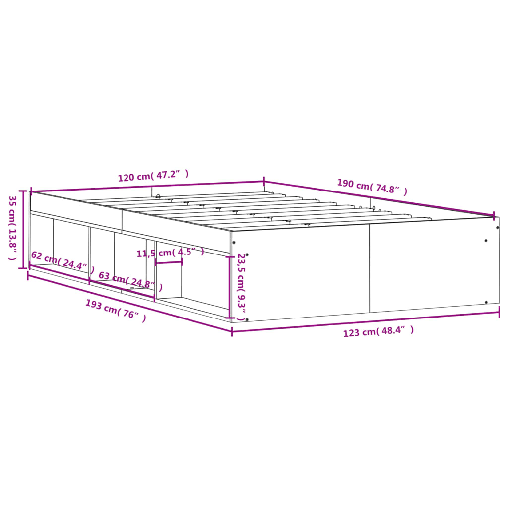 Estrutura cama de casal pequena 120x190 cm branco