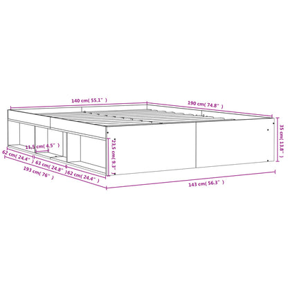 Estrutura de cama 140x190 cm cinza cimento