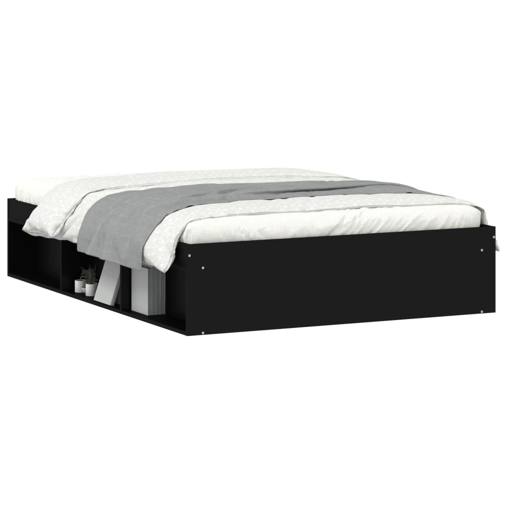 Estrutura de cama de casal 135x190 cm preto