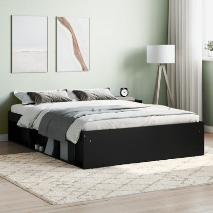 Estrutura de cama de casal 135x190 cm preto