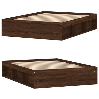 Estrutura de cama de casal 135x190 cm carvalho castanho