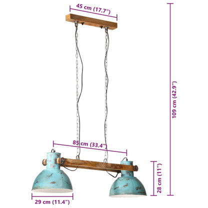 Candeeiro suspenso 25 W 85x28x109 cm E27 azul desgastado