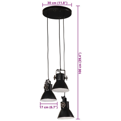 Candeeiro suspenso 25 W 30x30x100 cm E27 preto