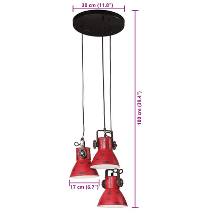 Candeeiro suspenso 25 W 30x30x100 cm E27 vermelho desgastado