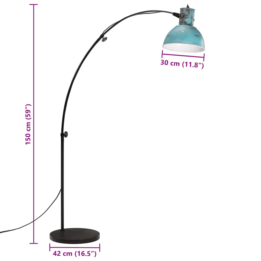 Candeeiro de pé 25 W 150 cm E27 azul desgastado