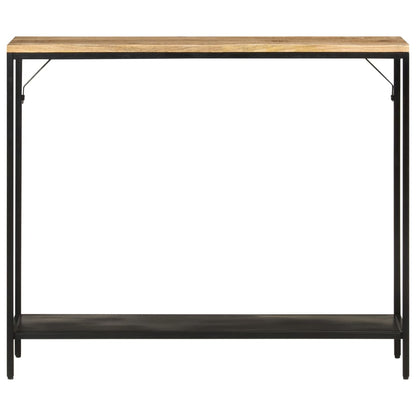 Mesa consola 90x30x75 cm madeira mangueira áspera maciça/ferro