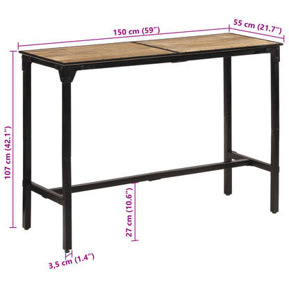 Mesa de bar 150x55x107 cm madeira de mangueira áspera maciça