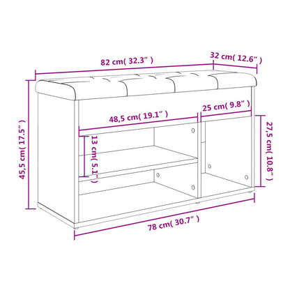 Banco sapateira 82x32x45,5 cm derivados madeira carvalho sonoma