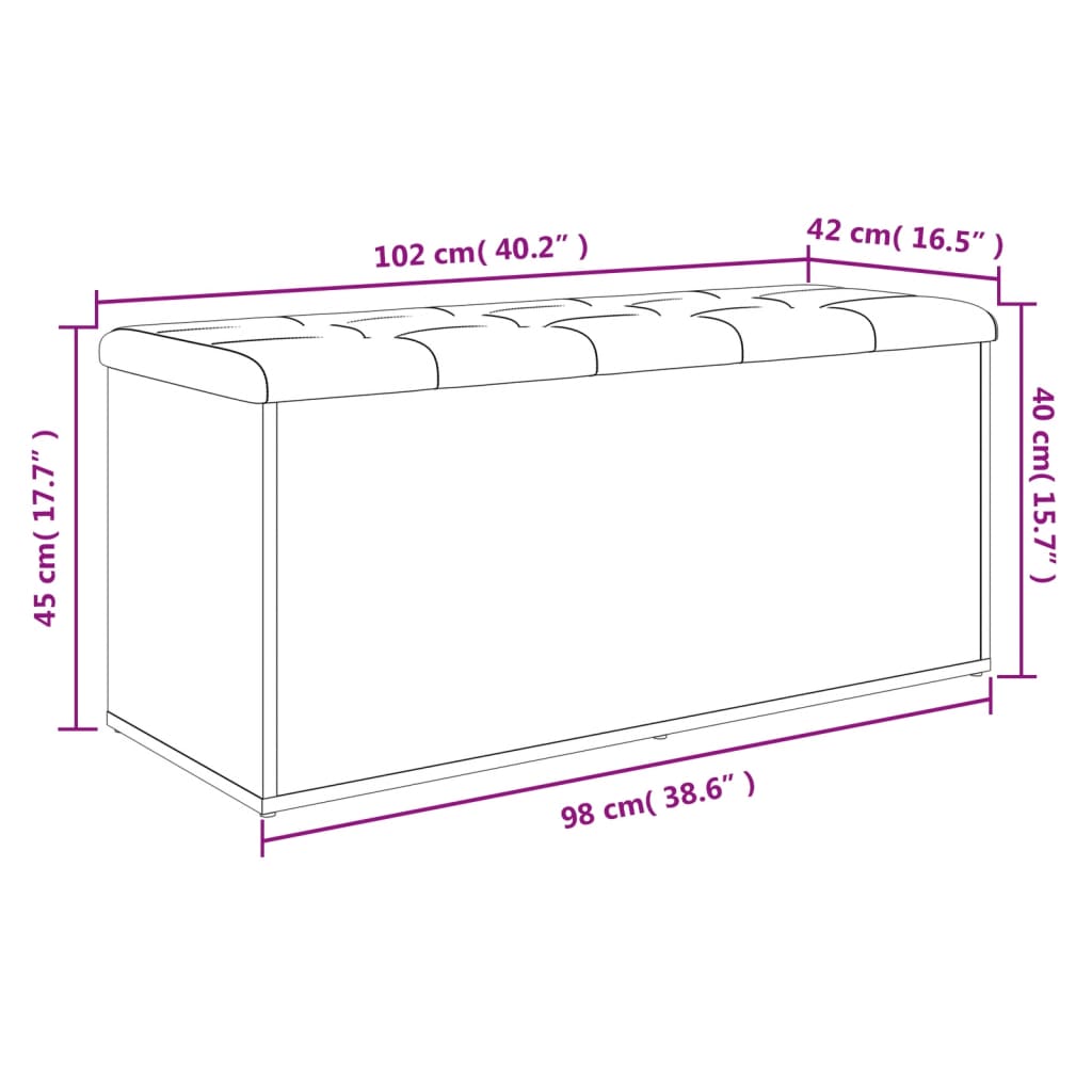 Banco arrumação 102x42x45 cm derivados madeira carvalho sonoma