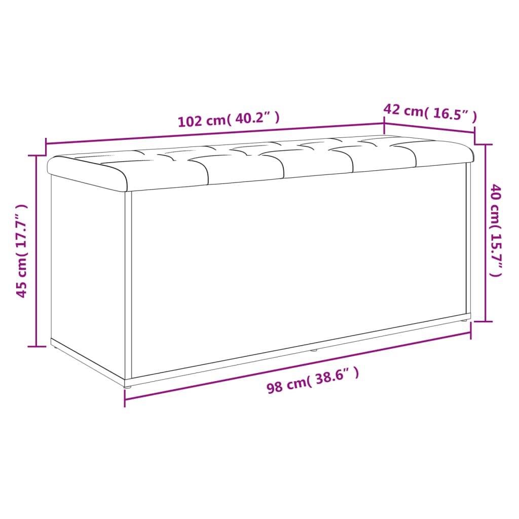 Banco de arrumação 102x42x45 cm derivados madeira cinza cimento