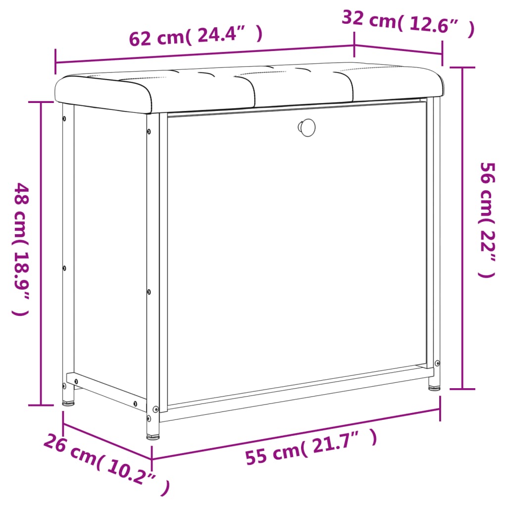 Banco sapateira c/ gaveta articulada 62x32x56cm carvalho sonoma