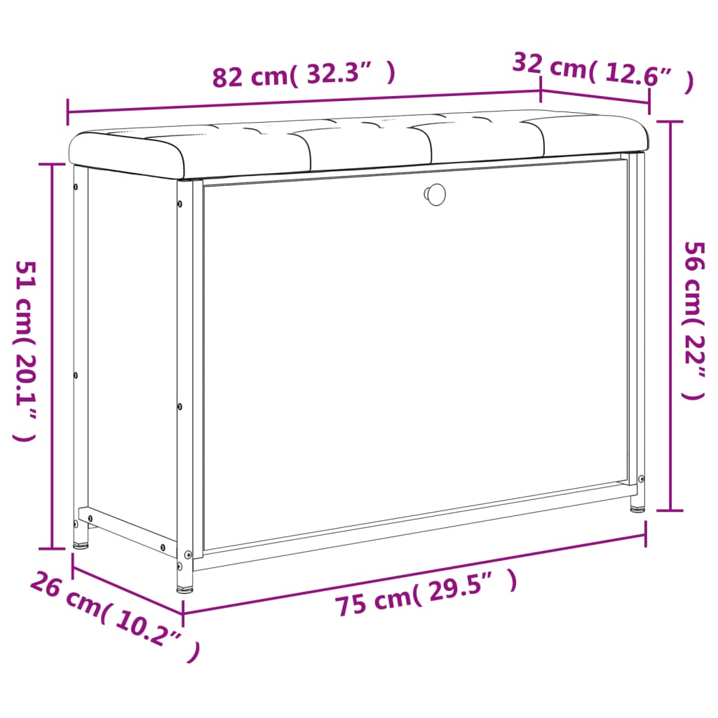 Banco sapateira com gaveta articulada 82x32x56 cm preto