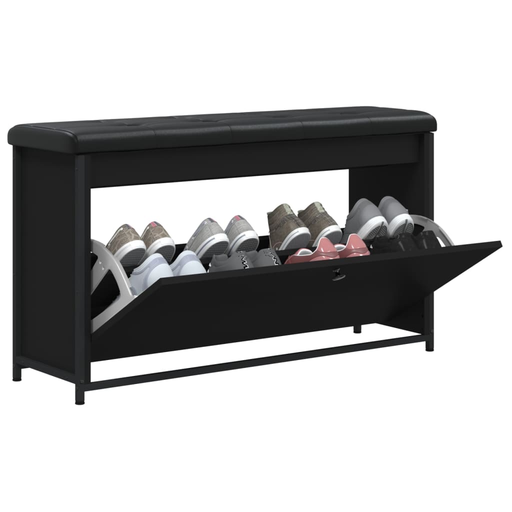 Banco sapateira com gaveta articulada 102x32x56 cm preto