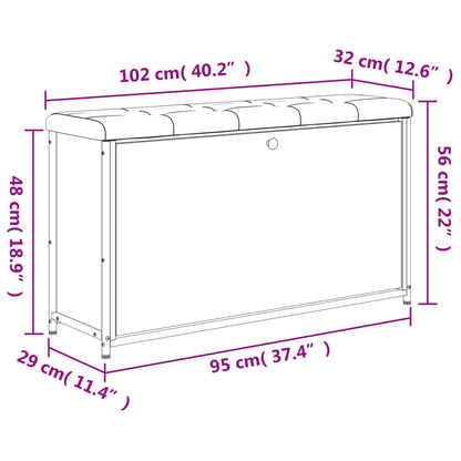 Banco sapateira c/gaveta articulada 102x32x56cm carvalho sonoma