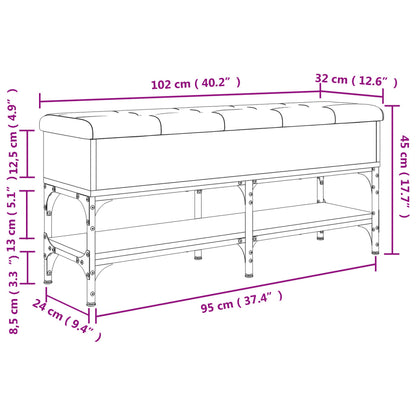 Banco sapateira 102x32x45cm derivados madeira carvalho castanho