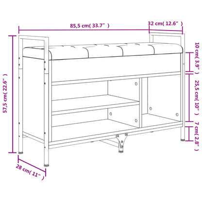 Banco sapateira 85,5x32x57,5 cm derivados madeira cinza sonoma