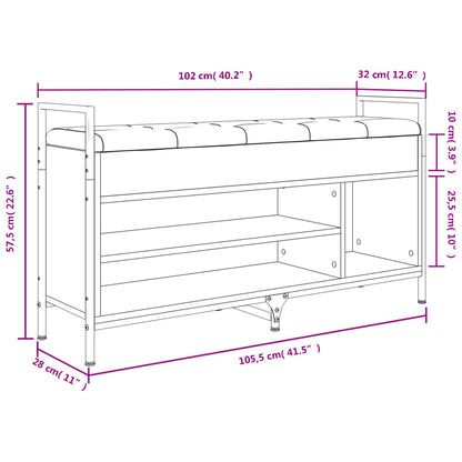 Banco sapateira 105,5x32x57,5cm deriv madeira carvalho castanho