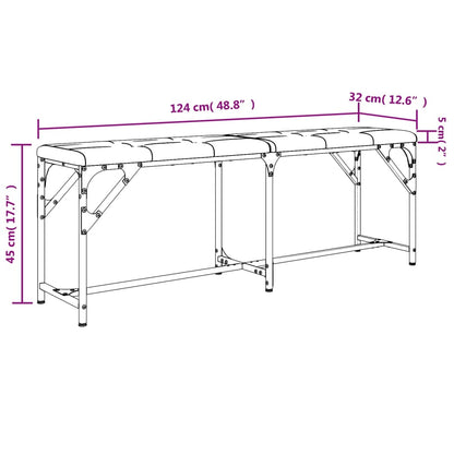 Banco de jantar 124x32x45 cm aço e couro artificial preto