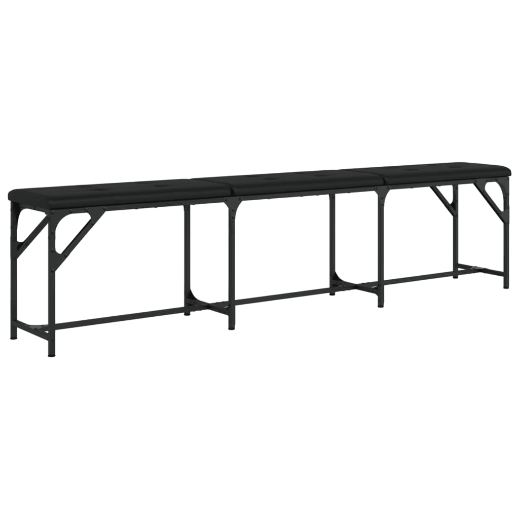 Banco de jantar 186x32x45 cm aço e couro artificial preto