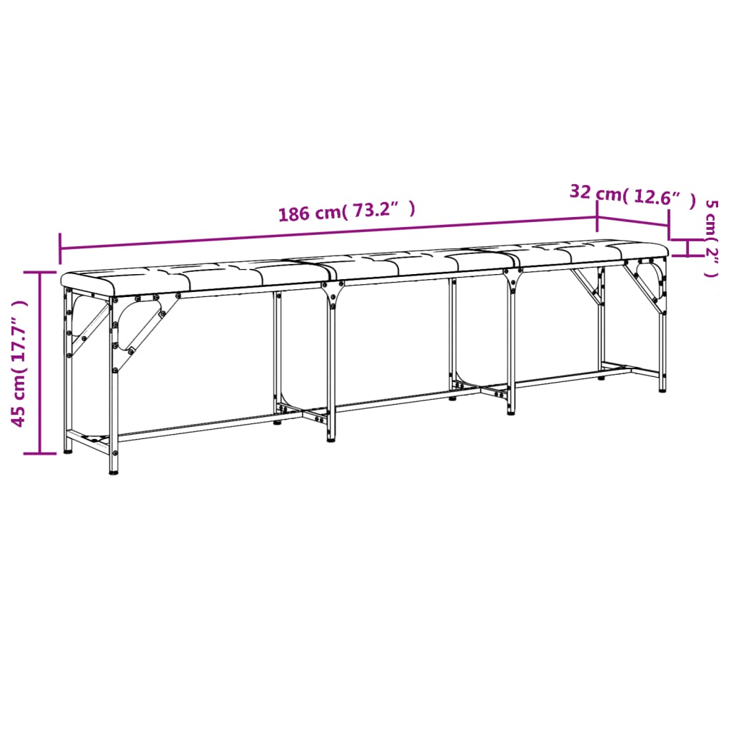 Banco de jantar 186x32x45 cm aço e couro artificial preto