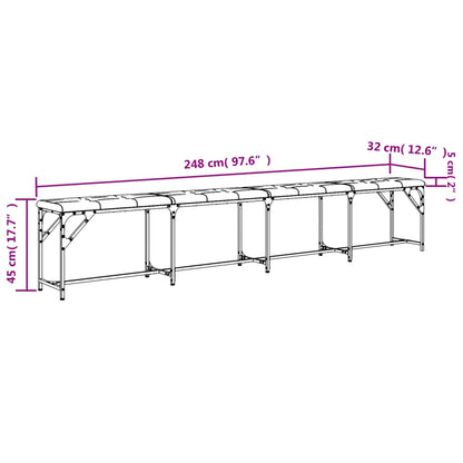 Banco de jantar 248x32x45 cm aço e tecido cinzento-claro