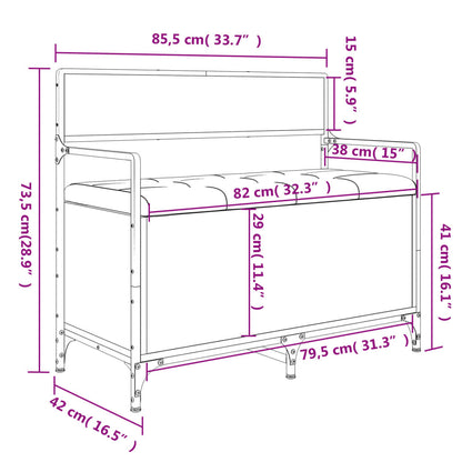 Banco arrumação 85,5x42x73,5 cm deriv. madeira cinzento sonoma