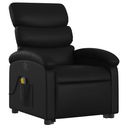 Poltrona Relax York Elevatória com 6 Pontos de Massagens e Reclinação Manual em Couro Artificial - Preto - Design Moderno