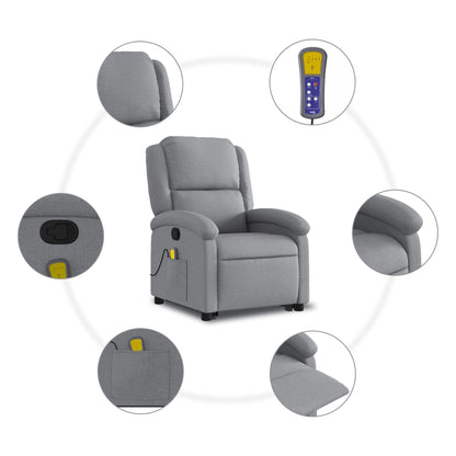 Poltrona Relax Ovar Elevatória com 6 Pontos de Massagens e Reclinação Manual em Tecido - Cinzento Claro - Design Moderno