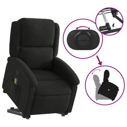 Poltrona Relax Ovar Elevatória com 6 Pontos de Massagens e Reclinação Manual em Tecido - Preto - Design Moderno